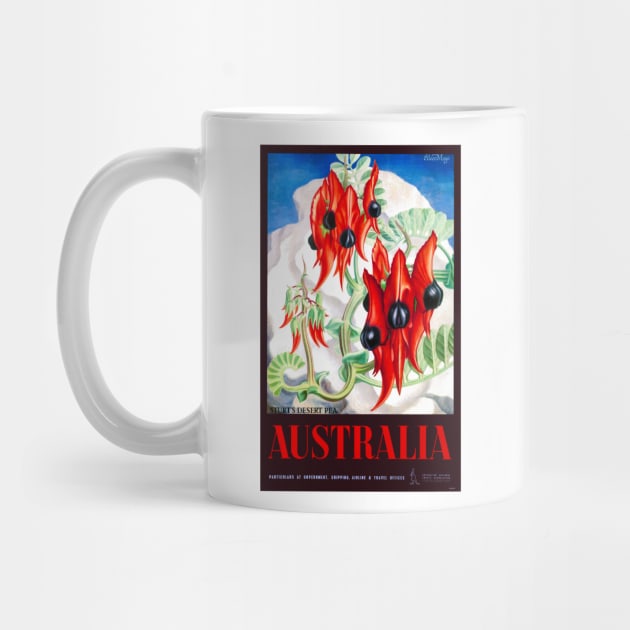 Vintage Travel Poster Australia Sturts Desert Pea by vintagetreasure